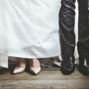 Bride and Groom Feet in Wedding Marriage Ceremony