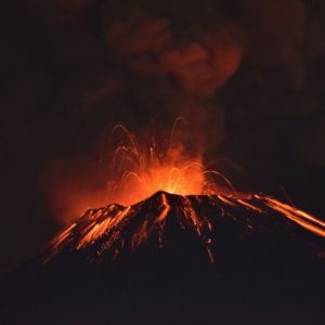 Smoke rises from the Popocatepetl as it spews incandescent volcanic material on the outskirts of Puebla