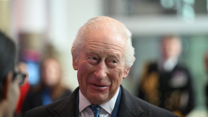 Britain's King Charles visits Tottenham Hotspur Stadium in London