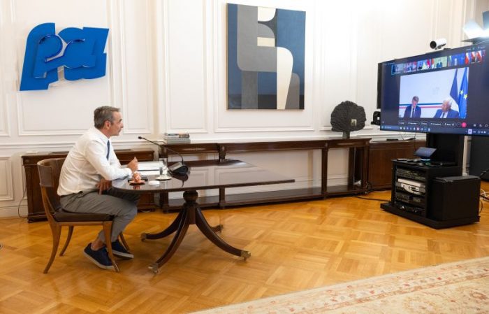 ΣΥΜΜΕΤΟΧΗ ΤΟΥ ΠΡΩΘΥΠΟΥΡΓΟΥ ΚΥΡΙΑΚΟΥ ΜΗΤΣΟΤΑΚΗ ΣΤΗΝ ΕΥΡΩΠΑΙΚΗ ΤΗΛΕΔΙΑΣΚΕΨΗ ΓΙΑ ΤΗΝ ΟΥΚΡΑΝΙΑ (ΔΗΜΗΤΡΗΣ ΠΑΠΑΜΗΤΣΟΣ/ΓΡΑΦΕΙΟ ΤΥΠΟΥ ΠΡΩΘΥΠΟΥΡΓΟΥ/EUROKINISSI)