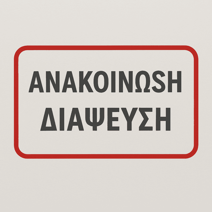 ανακοινωσ διαψευση anakoinosi diapsefsi