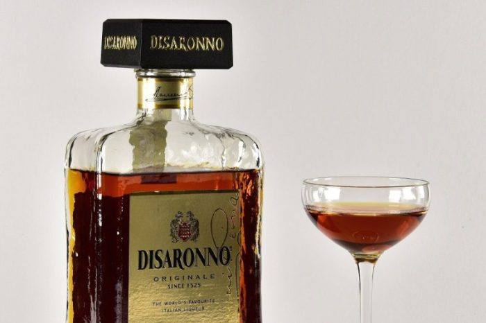 Disaronno bottle and glass