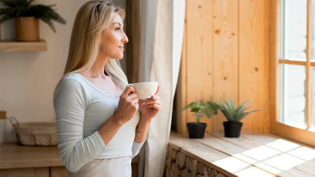 young mother enjoying cup coffee while looking through window 1200x675.jpg