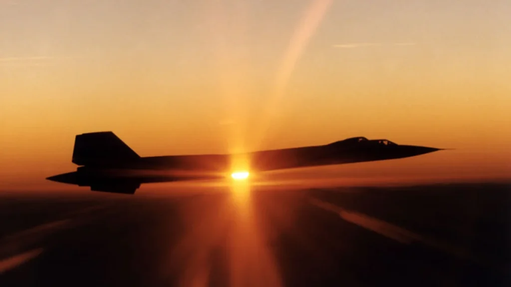 SR 71 mid flight photographed at sunset Nasa Getty Images